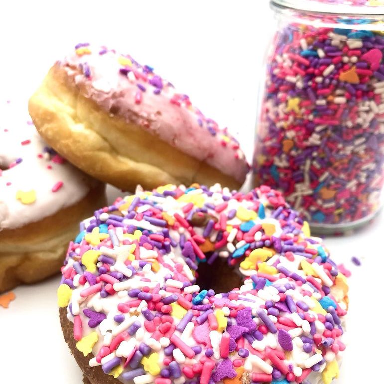 Decorated donuts made fresh at The Donut Run